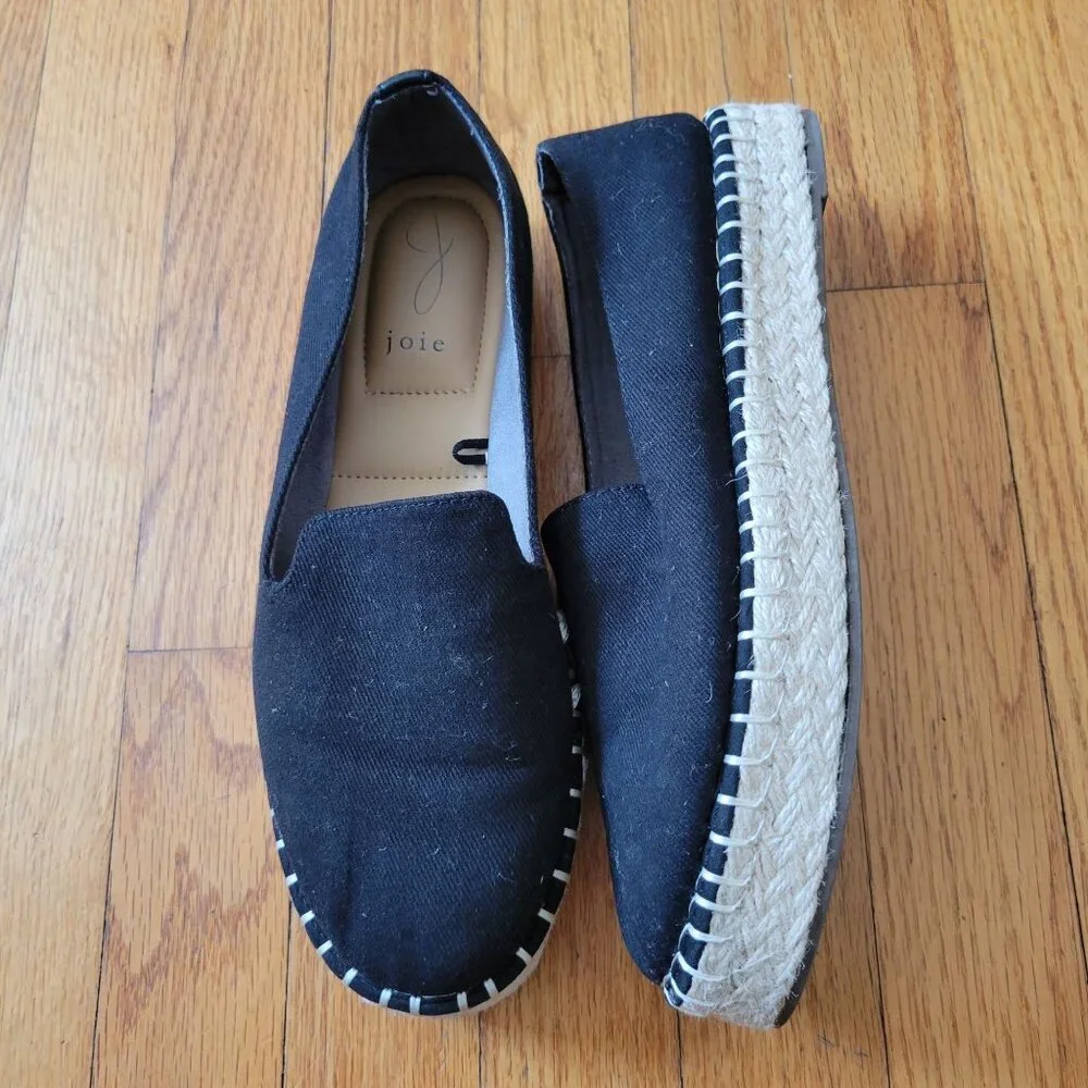Joie 8M Black Espadrille‎ Loafers Slip On Shoes Comfort Canvas CARA